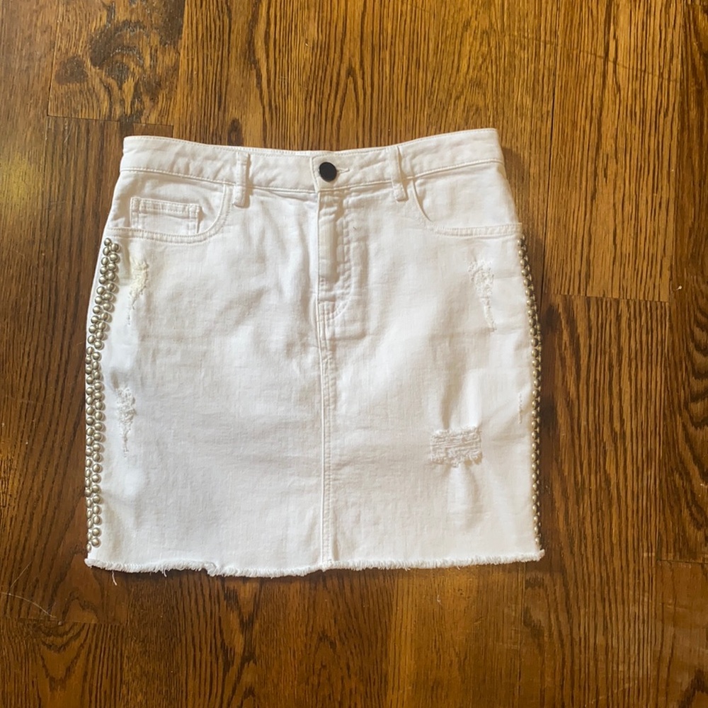 Etienne Marcel Studded White Jean Skirt